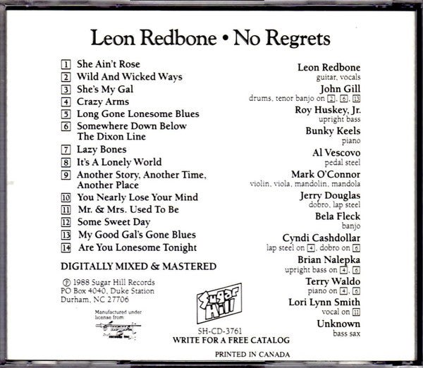 Leon Redbone : No Regrets (Album,Repress)