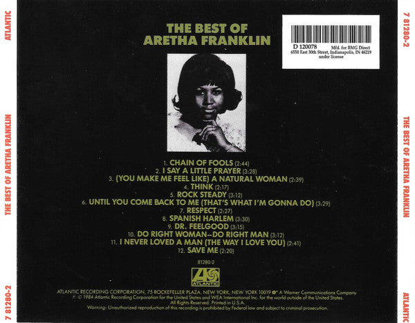 Aretha Franklin : The Best Of Aretha Franklin (Compilation,Club Edition,Reissue)