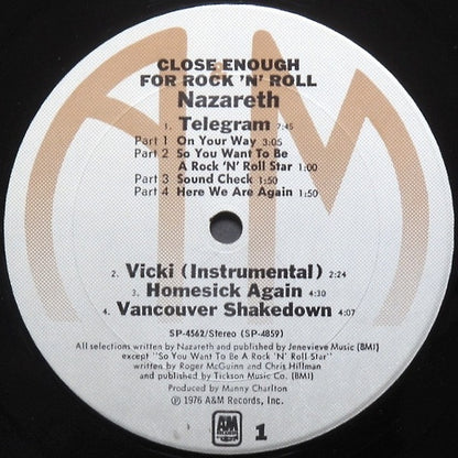 Nazareth (2) : Close Enough For Rock 'N' Roll (LP,Album)