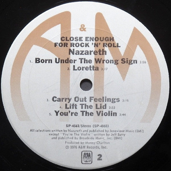 Nazareth (2) : Close Enough For Rock 'N' Roll (LP,Album)