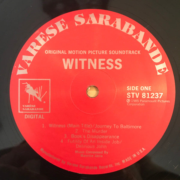 Maurice Jarre : Witness (Original Motion Picture Soundtrack) (LP,Album)