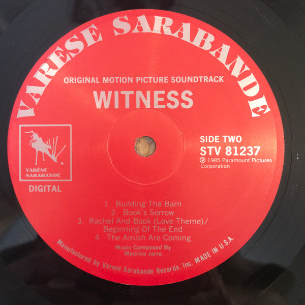 Maurice Jarre : Witness (Original Motion Picture Soundtrack) (LP,Album)
