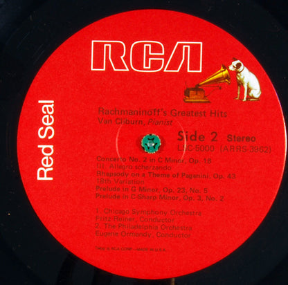 Sergei Vasilyevich Rachmaninoff, Van Cliburn, Fritz Reiner, Chicago Symphony Orchestra, Eugene Ormandy, Philadelphia Orchestra, The : Rachmaninoff's Greatest Hits (LP,Compilation,Reissue)