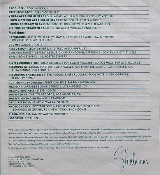 Shalamar : Three For Love (LP,Album)