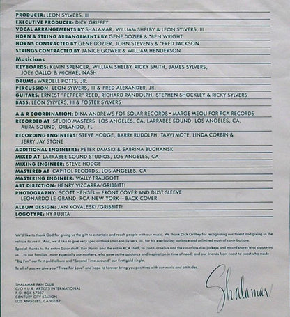 Shalamar : Three For Love (LP,Album)