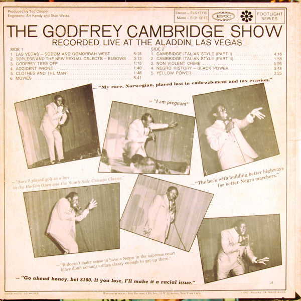 Godfrey Cambridge : The Godfrey Cambridge Show: Recorded Live At The Aladdin, Las Vegas (LP)