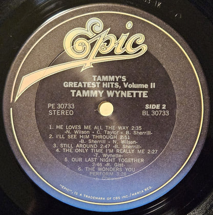 Tammy Wynette : Tammy's Greatest Hits, Volume II (LP,Compilation,Reissue)