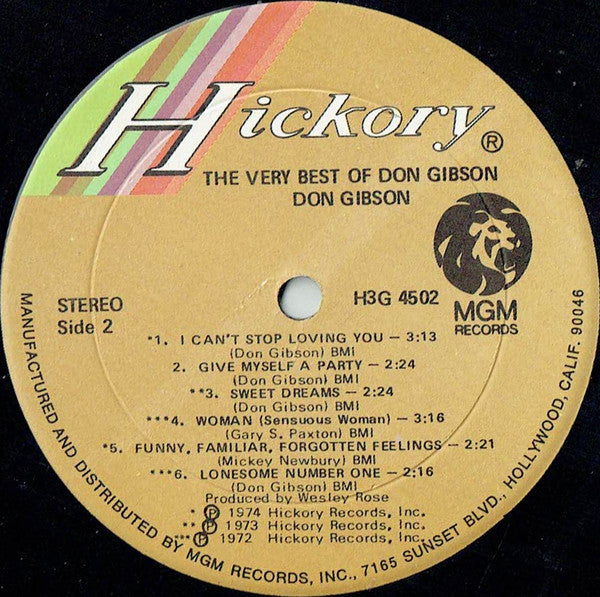 Don Gibson : The Very Best Of Don Gibson (LP,Compilation,Stereo)