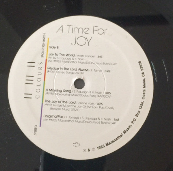 Steve Erquiaga / Wayne Brasel / Kenneth Nash : A Time For Joy (Reflections In Guitar) (LP,Album,Stereo)