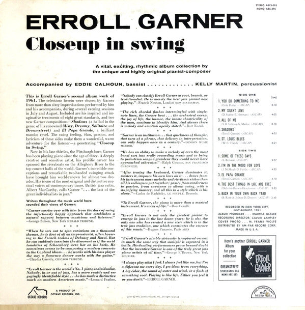 Erroll Garner : Closeup In Swing (LP,Album,Mono)