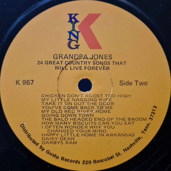 Grandpa Jones : 24 Great Country Songs That Will Live Forever (LP,Compilation)