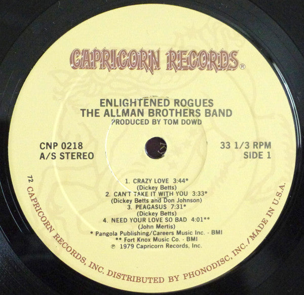 Allman Brothers Band, The : Enlightened Rogues (LP,Album,Misprint,Stereo)