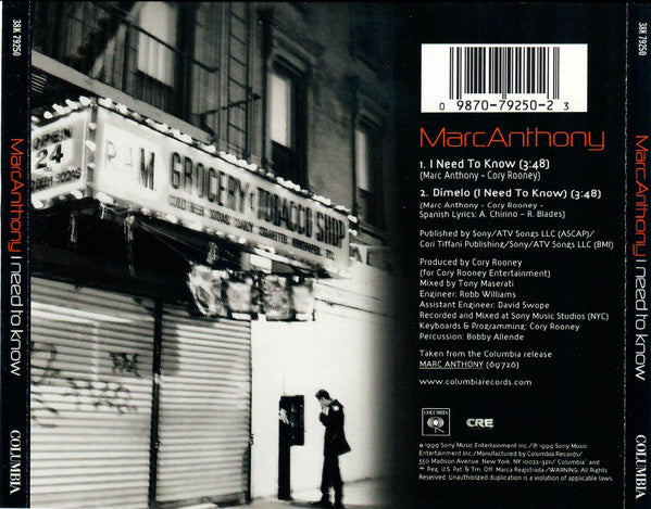 Marc Anthony : I Need To Know (Single)