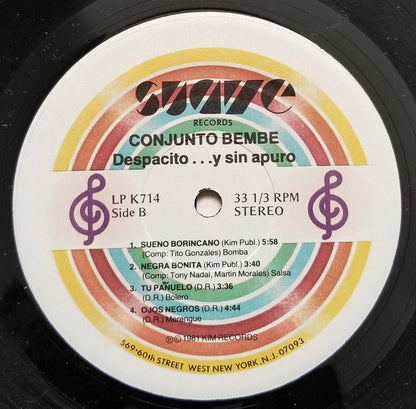 Conjunto Bembé : Despacito...Y Sin Apuro (LP,Album)