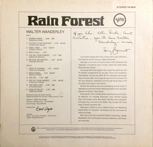 Walter Wanderley : Rain Forest (LP,Album,Stereo)