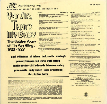 Various : Yes Sir, That's My Baby (The Golden Years Of Tin Pan Alley 1920-1929) (LP,Compilation)
