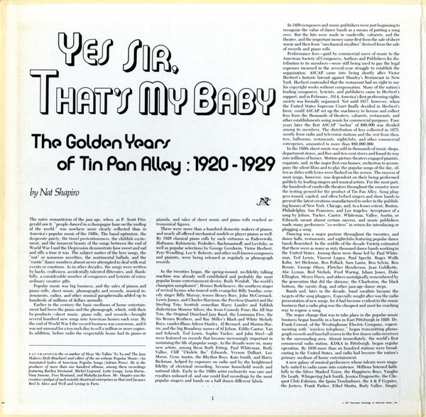Various : Yes Sir, That's My Baby (The Golden Years Of Tin Pan Alley 1920-1929) (LP,Compilation)