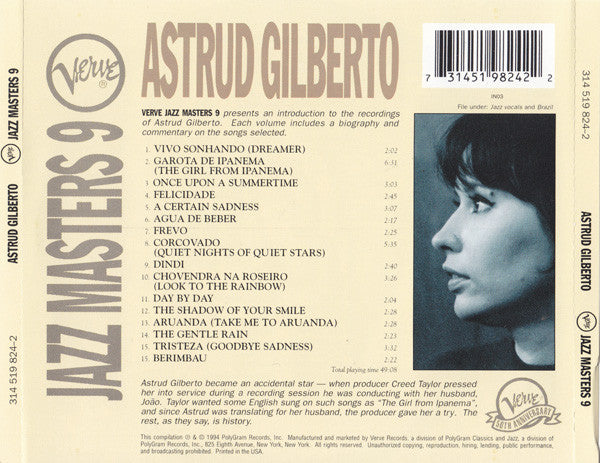 Astrud Gilberto : Verve Jazz Masters 9 (Compilation)