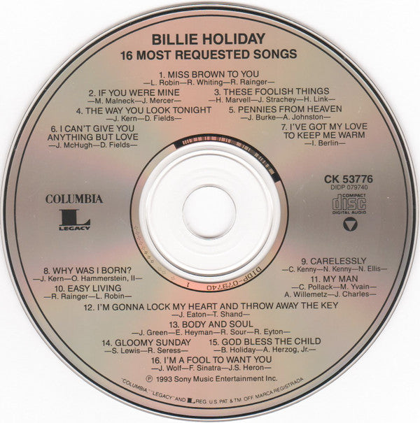 Billie Holiday : 16 Most Requested Songs (Compilation)