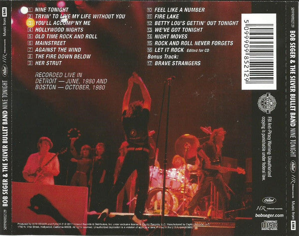 Bob Seger And The Silver Bullet Band : Nine Tonight (Album,Reissue,Remastered)