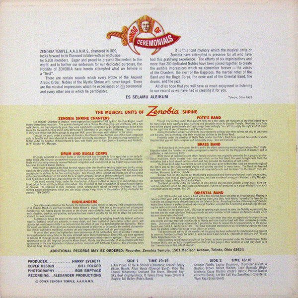 Musical Units Of Zenobia Shrine, The : Sounds Of Ceremonials (LP)