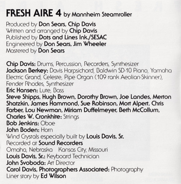 Mannheim Steamroller : Fresh Aire 4 (Album)