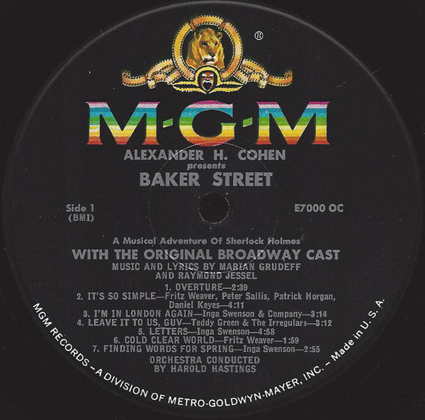 Marian Grudeff, Raymond Jessel - Fritz Weaver, Inga Swenson, Martin Gabel : Baker Street - A Musical Adventure Of Sherlock Holmes (LP,Album,Mono)