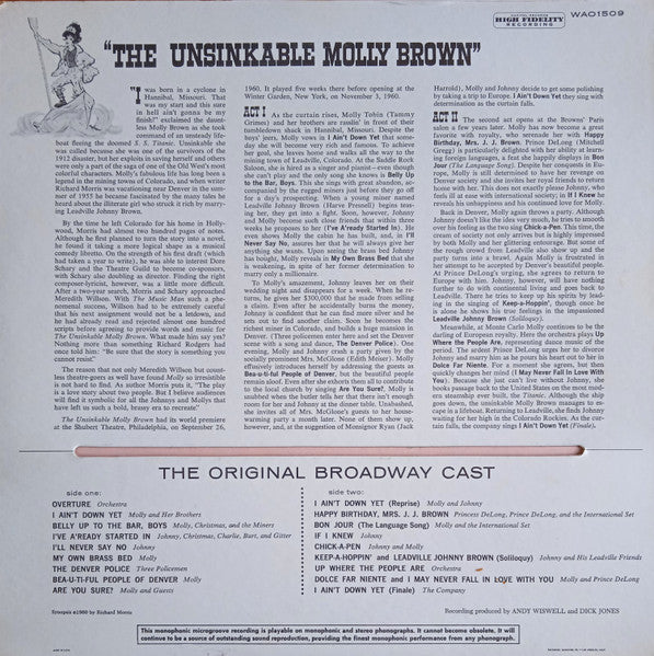 Meredith Willson : The Unsinkable Molly Brown - Original Broadway Cast  (LP,Album,Mono)