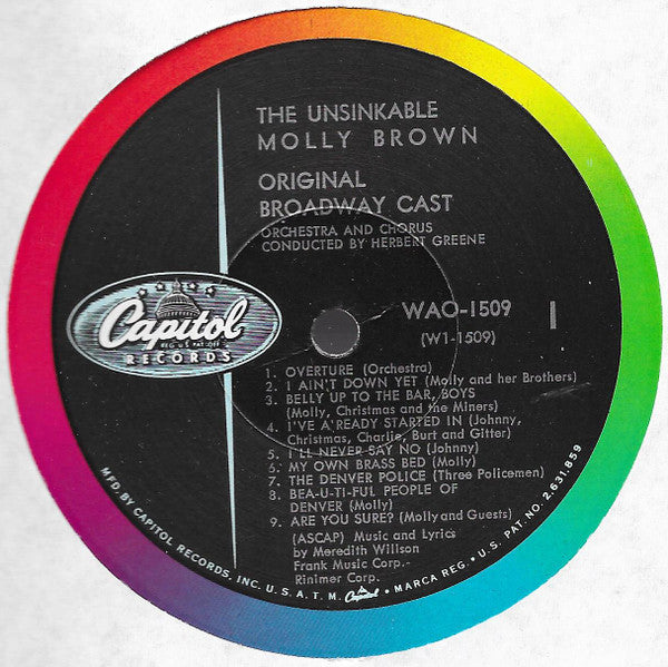 Meredith Willson : The Unsinkable Molly Brown - Original Broadway Cast  (LP,Album,Mono)