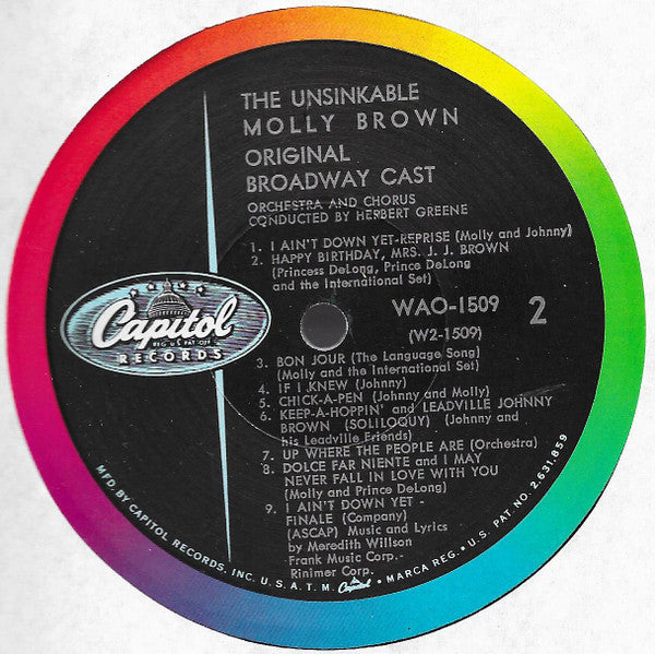 Meredith Willson : The Unsinkable Molly Brown - Original Broadway Cast  (LP,Album,Mono)