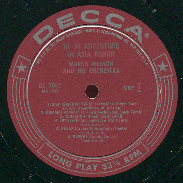 Marko Melkon And His International Oriental Orchestra : Hi-Fi Adventure In Asia Minor (LP,Album,Mono)