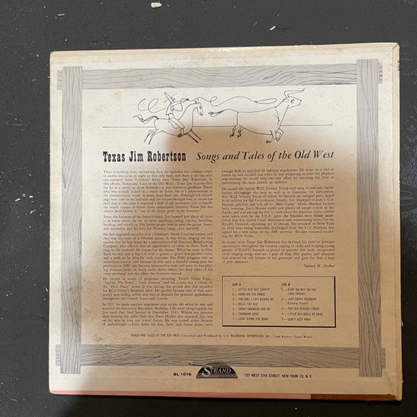 Texas Jim Robertson : Tales And Songs Of The Old West (LP,Album,Mono)