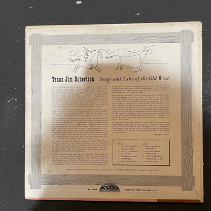Texas Jim Robertson : Tales And Songs Of The Old West (LP,Album,Mono)