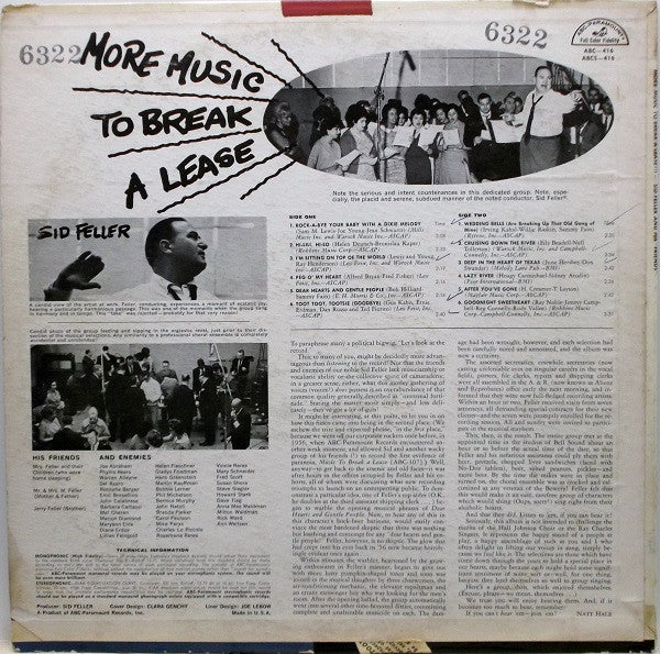 Sid Feller And His "Friends".......[And Enemies] : More Music To Break A Lease!!! (LP,Album,Mono)