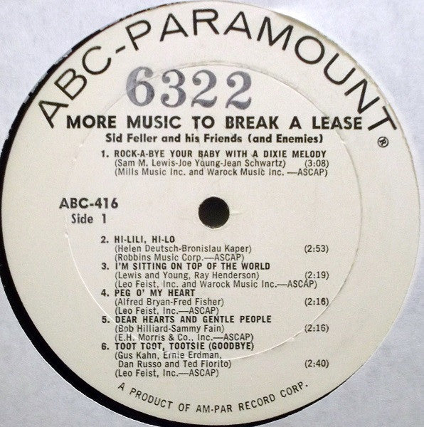 Sid Feller And His "Friends".......[And Enemies] : More Music To Break A Lease!!! (LP,Album,Mono)
