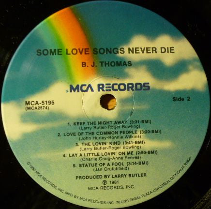 B.J. Thomas : Some Love Songs Never Die (LP,Album)