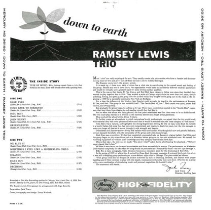 Ramsey Lewis Trio, The : Down To Earth (LP,Album,Mono,Promo)