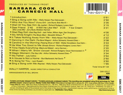 Barbara Cook : Barbara Cook At Carnegie Hall (Reissue,Remastered)