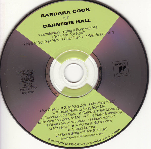 Barbara Cook : Barbara Cook At Carnegie Hall (Reissue,Remastered)
