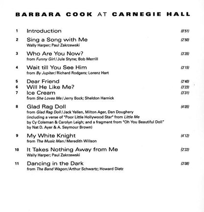 Barbara Cook : Barbara Cook At Carnegie Hall (Reissue,Remastered)