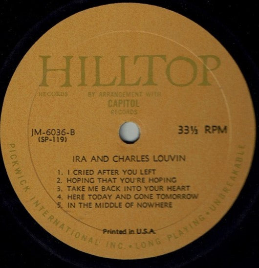 Ira Louvin & Charlie Louvin : Ira & Charles Louvin (LP,Compilation,Mono)