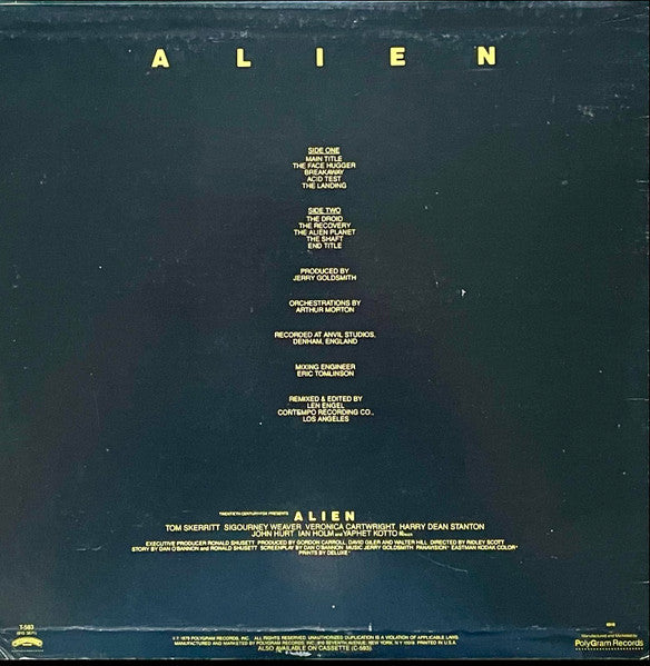 Jerry Goldsmith : Alien (Original Soundtrack From The Twentieth Century-Fox Film) (LP,Album,Reissue)