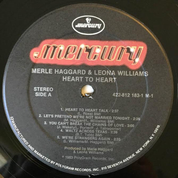 Merle Haggard & Leona Williams : Heart To Heart (LP,Album)