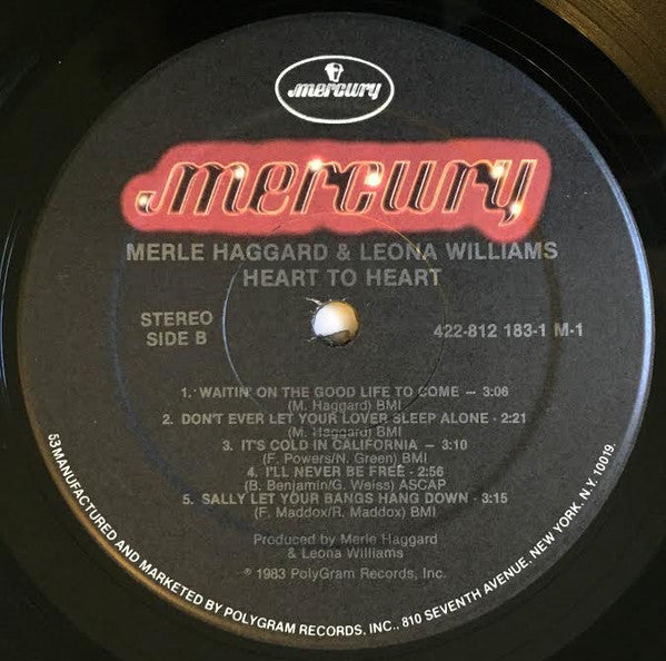 Merle Haggard & Leona Williams : Heart To Heart (LP,Album)