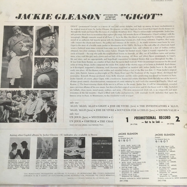 Jackie Gleason : Original Music For "Gigot" (LP,Album,Mono)