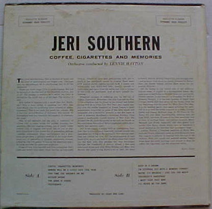 Jeri Southern : Coffee, Cigarettes & Memories (LP,Album)