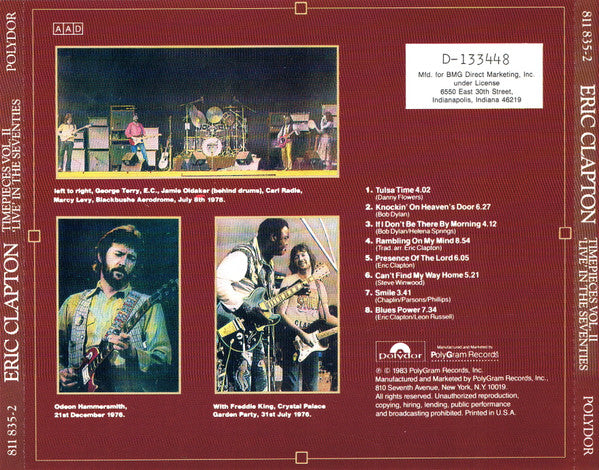 Eric Clapton : Timepieces Vol. II - 'Live' In The Seventies (Compilation,Club Edition,Reissue)