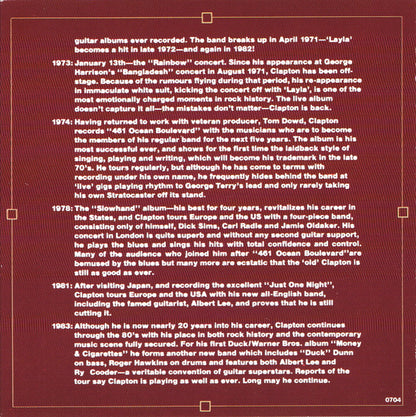 Eric Clapton : Timepieces Vol. II - 'Live' In The Seventies (Compilation,Club Edition,Reissue)