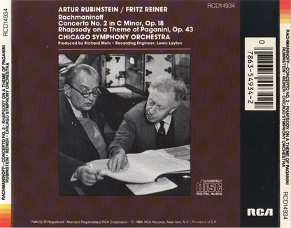 Arthur Rubinstein, Fritz Reiner, Sergei Vasilyevich Rachmaninoff, Chicago Symphony Orchestra : Concerto No. 2 / Rhapsody On A Theme Of Paganini (Compilation,Reissue)