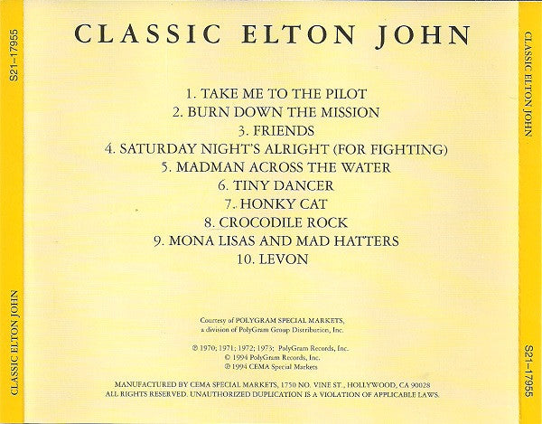 Elton John : Classic Elton John (Compilation)